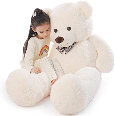 Poutmac Big Teddy Bear 4Ft Giant White Soft Stuffed Animals Cute Plush Toy for Girlfriend Women Kids for Valentine's Christmas Birthday