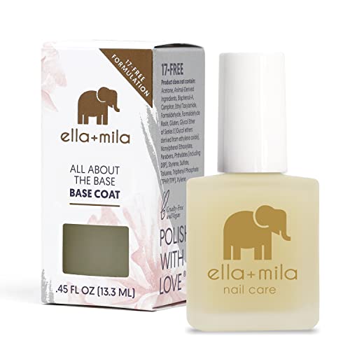 ella+mila "All About the Base - Coat Nail Polish - Long-lasting Ridge Filler Base Coat - Nail Care that Helps Smooth & Fill Natural Nails (0.45 fl oz)
