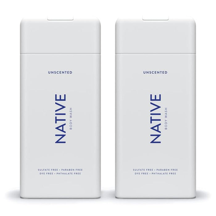 Native Body Wash for Men & Women, Seasonal | Sulfate Free, Paraben Free, Dye Free, with Naturally Derived Clean Ingredients Leaving Skin Soft and Hydrating, Unscented 18 oz - 2 Pk