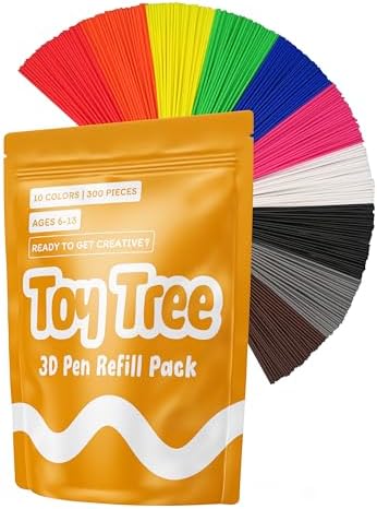 300 Piece 3D Pen Refill Pack | Compatible with The 3Doodler Start+ Only | 10 Vibrant Colors of Safe Low Temperature PCL Filament 2.5mm Thick | Not Compatible with Other 3D Pens