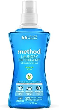 Method Liquid Laundry Detergent, Fresh Air, 66 Loads Per Bottle, Biodegradable Formula, Plant-Based Stain Remover, 53.5 Fl Oz (Pack of 1)