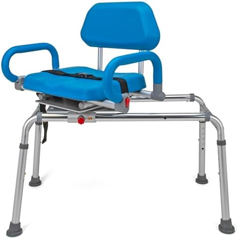 Sliding Shower Chair Tub Transfer Bench with Swivel Seat – Adjustable Bath Safety Chair, Pivoting Arms, Height Adjustable Sliding Transfer Bench for Inside Shower & Bathtub, 330 lb Capacity