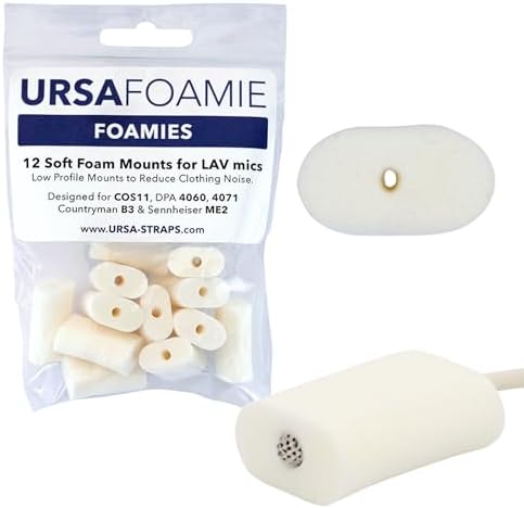 URSA Foamies: Soft Foam Mounts for Wireless Lav Mics. Can be Stuck Directly to The Skin or Costume. Fits SANKEN COS11, SENNHEISER MKE2, RODE LAV, DPA 4060/4070 (Pack of 12) (White)