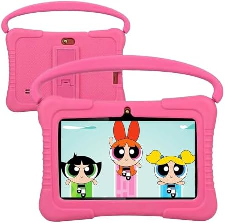 Kids Tablet, 7 inch 32GB Android Tablet for Kids, Toddler Tablet with Bluetooth, WiFi, Parental Control, Dual Camera, GMS, Shockproof Case, Kids App Pre-Installed (Pink)