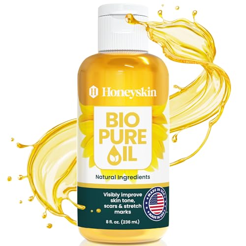 Bio Pure Skincare Oil for skin - Moisturizer for Dry Skin - Pregnancy Stretch Mark Prevention - Oil for Scars - Stretch Mark Treatment with Organic Sweet Almond Oil & Jojoba Oil for skin (8oz)