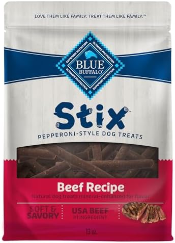Blue Buffalo Stix Pepperoni-Style Dog Treats Made with Natural Ingredients, Beef Recipe, 13-oz Bag