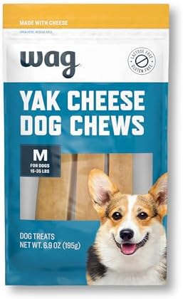 Amazon Brand - Wag Yak Cheese Dog Chews, for Medium Size Dogs, 15-35 lbs, 3 Count, 6.9 oz