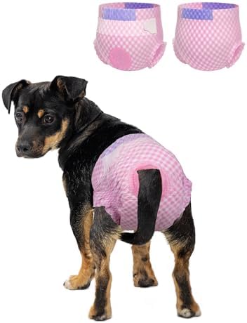 Pet Soft Dog Diapers Female, Disposable Dog Diapers, Cat Diapers for Female Cats, Puppy Diapers with Adjustable Foam Tail Hole 36pcs (XS,Pinkk)