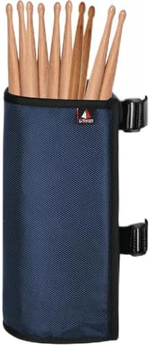 TXEsign Drumstick Holder Drum Sticks Holder Bag for Drumsticks Brushes Mallets Up to 10 Pairs, Two Straps Attach to Drum Kit & Music Stand (Navy Blue)