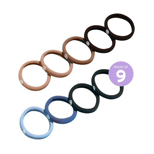 Gimme Beauty - Any Fit No Damage Hair Ties - Neutrals - Seamless Microfiber Hair Elastic - Hair Accessories With All Day Hold - No Snagging, Dents, or Breakage Hair Tie Pack (9 Count)