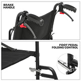 monicare Wheelchairs for Adults 16 inch Seat Folding Compact Transport Chair with Loop-Lock Handbrakes and Back Folds Down Foldable Lightweight Wheel Chair for Storage, 250 lbs Capacity, Black