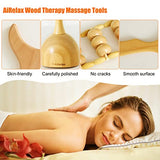 AiRelax 4 Pcs Maderoterapia Kit Wood Therapy Massage Tools for Body Shaping, Wooden Lymphatic Drainage Massager for Gua Sha, Massage Roller, Body Sculpting Tools Set for Body Contouring