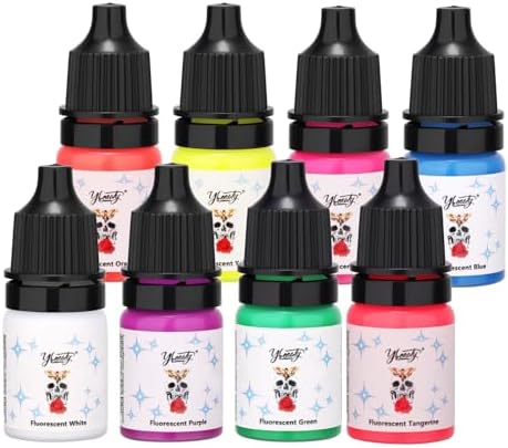 Tattoo Ink Set - Tattoo Inks Pigment Kit, 8 Color 1/6oz 5ml/Bottle Professional Tattoo Fluorescent Ink & Tattoo Equipment for Halloween Supplies (1/6 oz(5ml), 8Color)