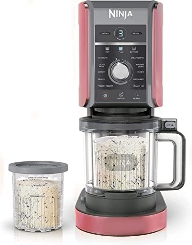 Ninja NC501 CREAMi Deluxe 11-in-1 Ice Cream & Frozen Treat Maker for Ice Cream, Sorbet, Milkshakes, Frozen Drinks & More, 11 Programs, with 2 XL Family Size Pint Containers Cherry Red (Renewed)