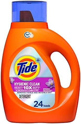 Tide Hygienic Clean Heavy 10X Duty Laundry Detergent Liquid, Spring Meadow, 24 Loads, 37 Fl Oz, He Compatible