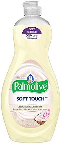 Palmolive Ultra Soft Touch Liquid Dish Soap | Soft Touch on Hands | Tough-on-Grease | Concentrated Formula | Coconut Butter & Orchid Scent - 20 Ounce Bottle (Pack of 3)