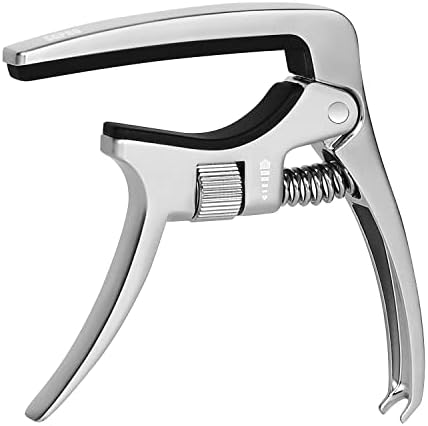 Adjustable Capo for Acoustic Guitars, Electric Guitars, and Ukuleles - Superior Zinc Alloy and Silicone Made (Adjustable Silver)