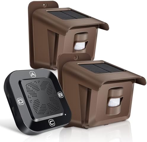 Woinnmm Solar Wireless Driveway Alarm 1/2 Mile Long Range, Wireless Ou