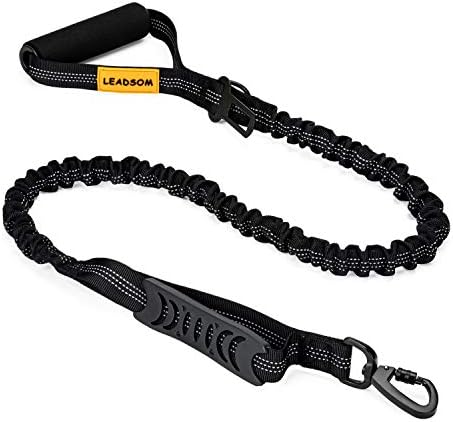 6FT Highly Reflective Heavy Duty Elastic Bungee Medium and Large Dog Leash Shock Absorbing with Comfortable Padded Handle and Traffic Handle Suitable for Training