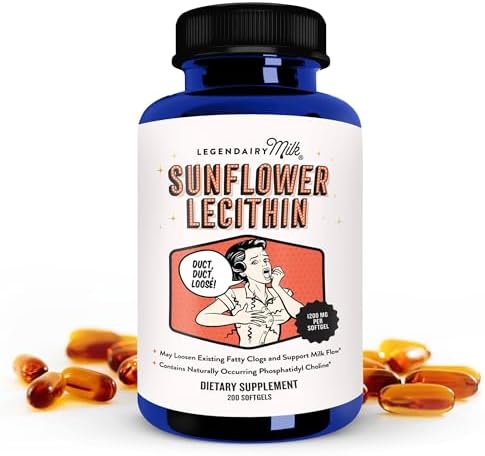 Legendairy Milk Sunflower Lecithin 1200mg, Lactation Support, Organic Sunflower Lecithin Supplement for Clogged Milk Ducts, Made in USA, 200 Softgels