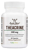 Theacrine (Teacrine) 100 Mg, 60 Capsules - Energy and Focus Supplement (Similar to Caffeine Pills but More Subtle and Longer Lasting) Manufactured and Third Party Tested in The USA by Double Wood