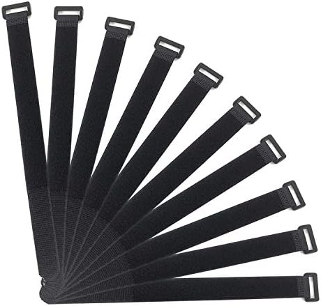 Fastening Hook and Loop Cable Straps,10Pack Black Self-Adhesive Cable Ties,Nylon Securing Straps with Buckles,Adjustable and Reusable Cinch Straps for Cords Organized and Tidy(1" x 24")