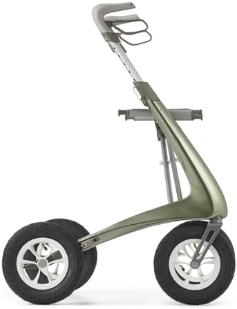 byACRE Carbon Overland/All Terrain Carbon rollator/Big Pneumatic Wheels/Lightweight at only 14.8 lbs/Foldable with seat