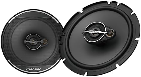 Pioneer A-Series Standard TS-A1671F, 3-Way Coaxial Car Audio Speakers, Full Range, Clear Sound Quality, Easy Installation and Enhanced Bass Response, Black and Gold Colored 6.5” Round Speakers