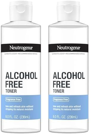 Neutrogena Alcohol-Free Gentle Daily Fragrance-Free Face Toner to Tone & Refresh Skin, Toner Gently Removes Impurities & Reconditions Skin, Hypoallergenic, 8 fl. oz (Pack of 2)