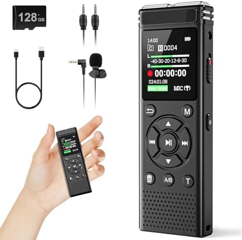 136GB Digital Voice Recorder with Playback,9000 Hours Audio Recording Device,Voice Activated Recorder with Noise Reduction,A-B Repeat,Mp3 Player and Password for Lectures Meeting/Classes/Interviews