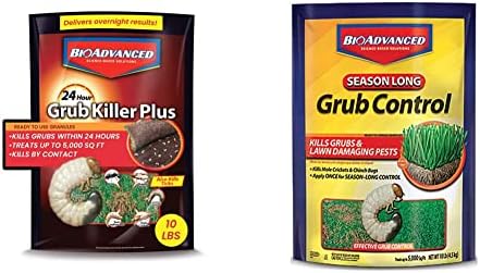 BioAdvanced 24 Hour Grub Killer Plus, Granules, 10 lb with BioAdvanced Season Long Grub Control, Ready-to-Spread Granules, 10 LB