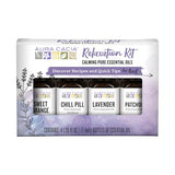 Aura Cacia Essential Oil Relaxation Kit, 4-Pack, Lavender, Patchouli, Sweet Orange, Chamomile, Sweet Basil & Learning Guide