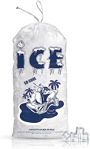 50 Pack Ice Bags 10 lb, Heavy-Duty Ice Bags with Drawstring(2 Mils Thickness)