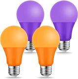 KQHBEN Orange Purple Light Bulbs - [ 4 Pack ]- 9W（60W Equivalent） E26 Base LED Halloween Light Bulb for Festivals Party Halloween Christmas Bar Events Home Decor