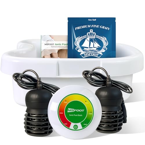 Upgraded Ionic Foot Detox Machine, Foot Spa Bath for Home Use, Foot Cleaner Machine To Remove Toxins with 2 Arrays, 15 Disposable Foot Bath Liners, Detox Sea Salt, Upgraded Durable Basin