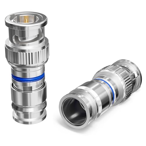 THE CIMPLE CO BNC Compression Connector for RG6 Coaxial Cable - Pack of 10 - Solid Construction with High Grade Metals - Male BNC Connectors for CCTV, SDI, HD-SDI, Siamese, Security Camera