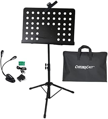 ChromaCast Pro Series Folding Bundle with Stand, Light, Bag & Sheet Music Clip, (Black) (CC-PS-MSTAND-KIT-11)
