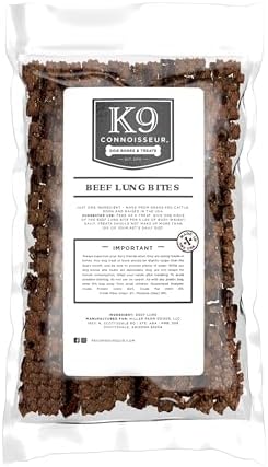 K9 Connoisseur Low to Odor Free Slow Roasted Beef Lung Dog Treats Made in USA, One Ingredient Dog Treats & All Natural, Grain Free Treat for All Breeds & Sizes - 8 Ounce