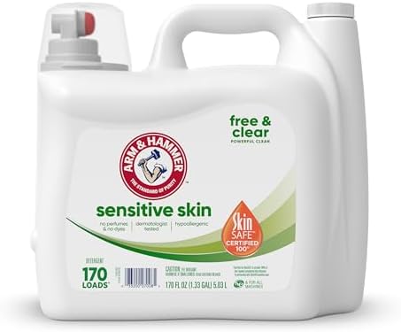 ARM & HAMMER Sensitive Skin Free Clear, 170 Loads Liquid Laundry Detergent, 170 Fl oz