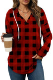 Womens Tunics Plus Size Tops Long Sleeve Shirt Ugly Christmas Sweater Funny Pullover Sweatshirt Red Plaid 2XL