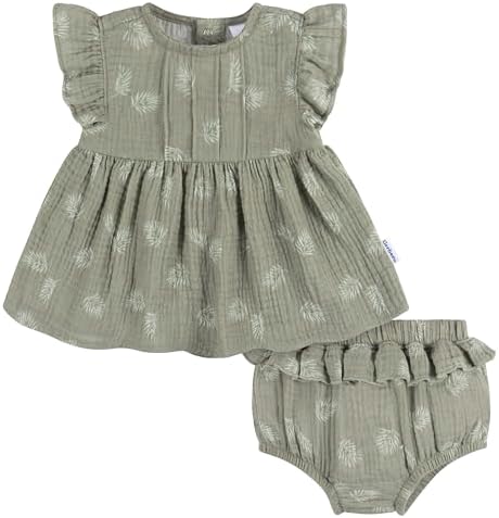 Gerber Baby Girls' 2 Piece Dress and Diaper Cover Set