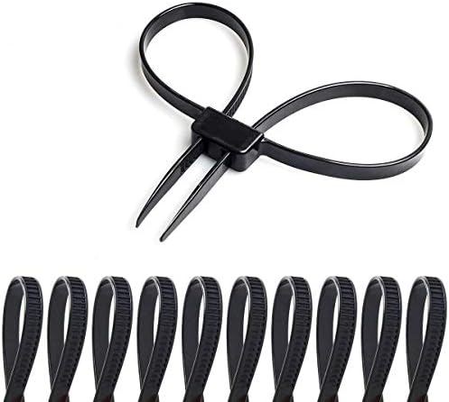 Coitak Flex Cuffs, 10 PCS Zip Tie Handcuffs, Double Locking Zip Ties Restraints, Black Nylon Cable Tie, Heavy Duty Tensile Strength: 250 LBS | Length: 27 1/2"(Black)