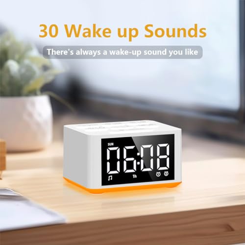 【3 in 1】Sound Machine Dual Alarm Clock Night Light White Noise Machine 27 Sleeping Sounds for Adults Kids Precise 32 Level Volume Sleep Timer Memory Function Digital Clock with 30 Wake Up Sounds