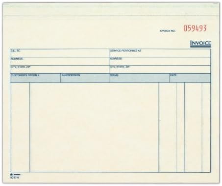 Adams Invoice for Services Unit Sets, 7.44 x 8.5 Inches, 3-Part, Carbonless, White/Canary/Pink, 50 Sets per Pack (NCT8745)