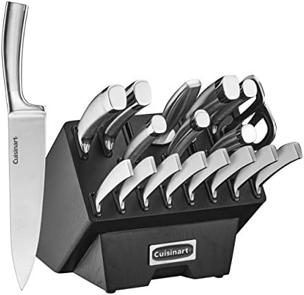 Cuisinart C77SS-19P Normandy 19 Piece Cutlery Block Set, Stainless Steel Ashwood Black