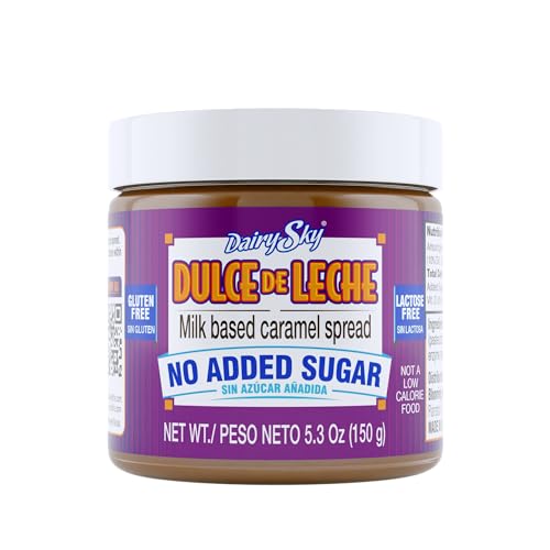 DairySky Dulce de Leche Sin Azucar Añadida - 5.3 oz | Gluten & Lactose Free, Milk Based Caramel Spread Caramel Dips and Spreads for Ice Cream, Desserts, Coffee, Pancakes & More
