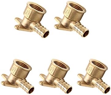 (Pack of 5) Pex Fitting 1/2 Inch x 1/2 Inch Female NPT Drop-Ear Elbow Brass(5)