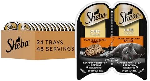 Sheba Perfect Portions Wet Cat Food Cuts in Gravy With Roasted Chicken Entree, 2.6 oz., Twin-Pack Trays (24 Count, 48 Servings)