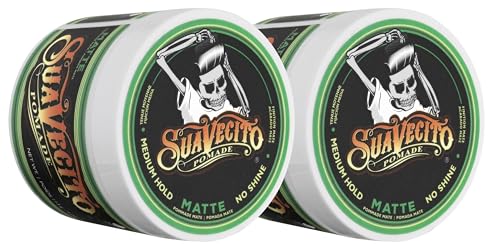 Suavecito Pomade Matte (No Shine) Formula 4 oz, 2 Pack - Medium Hold Hair Pomade For Men - Matte Hair Paste For Natural Texture Hairstyles