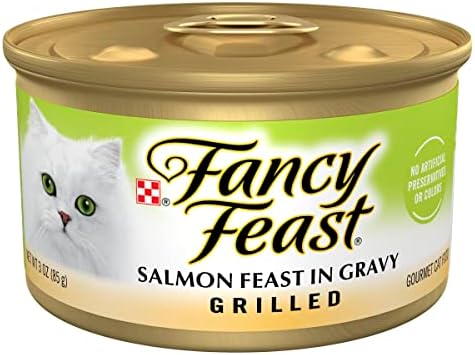 Purina Fancy Feast Grilled Wet Cat Food Salmon Feast in Wet Cat Food Gravy - (Pack of 24) 3 oz. Cans